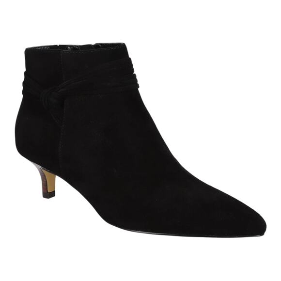 Bella Vita Shoes - Bella Vita Women's Jani Suede Kitten Heel Ankle Booties Black Size 7 WW